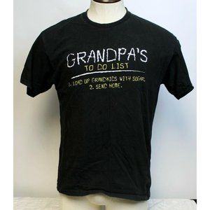 Grandpa's To Do List Men Size L T-Shirt Black Funny Grandkids Sugar Send'em Home